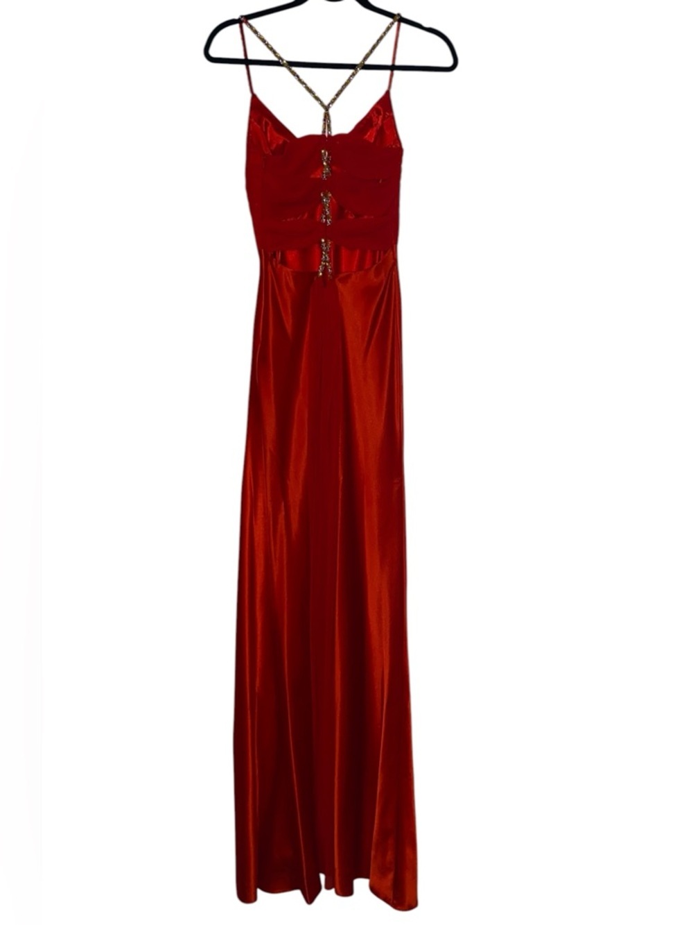 CACHE FORMAL GOWN Long Formal Gown Trumpet Flared Base & Bling Crimson Red SZ 0 - Picture 2 of 10
